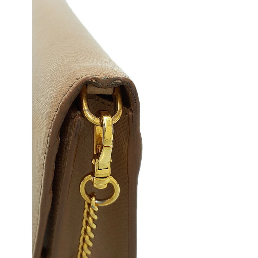 Prada White Saffiano Leather Shoulder Bag Brown - Picture 7 of 9